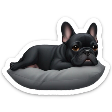 An all-Black French bulldog napping sticker