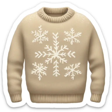 cozy knitted beige sweater with a snowflake design sticker