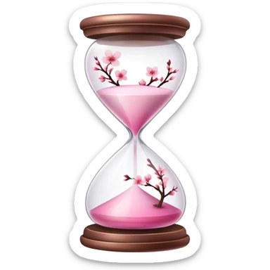 Pink pastel and white gradient Cherry Blossom hourglass sticker