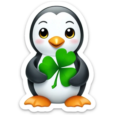 penguin with shamrock sticker