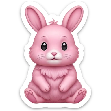 realistic little pink rabbit sitting sticker
