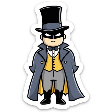 Batman wearing Victorian era clothes with top hat and coat sticker