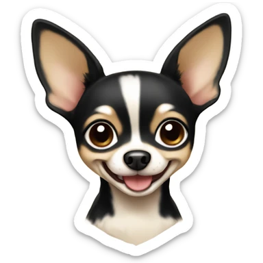 Cute Black and beige cartoon chihuahua smiling sticker