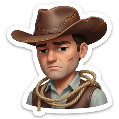 sad cowboy sticker
