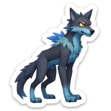 Edgy Colorful Digimon-Fakemon-Wolf full body sticker