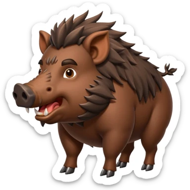 An emoji of a large wild boar, representing hunting in ancient European forests. sticker