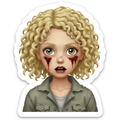 Um zumbi feminino com cabelo cacheado loiros sticker