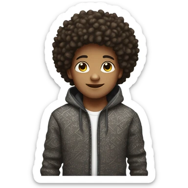 Boy with Afro and stitch hoodie sticker
