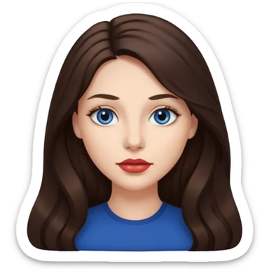 Woman with long brunette hair dark blue eyes and full lips sticker