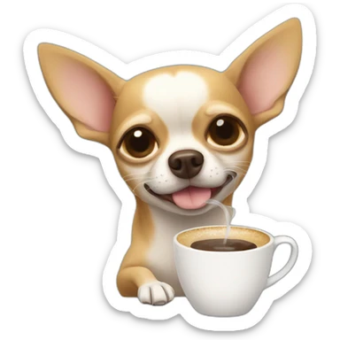 chihuahua drinks coffee and seems sleepy sticker