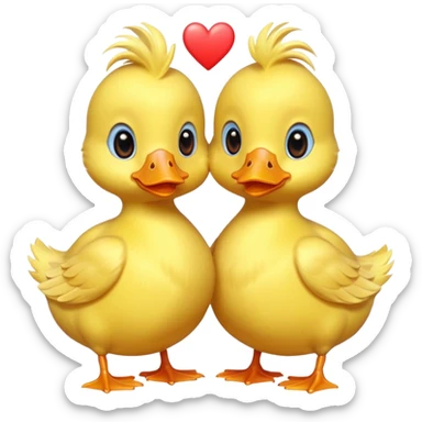 Two ducks or chicks with a heart in the middle  sticker