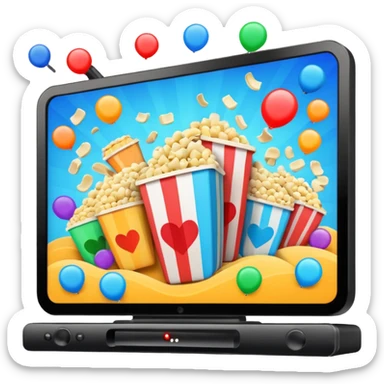 big screen with a movie sticker