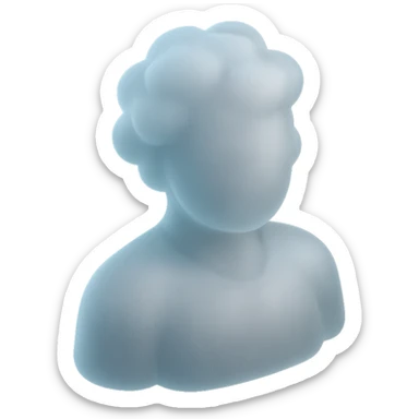 A person from the shoulders up, entirely composed of fluffy white convex clouds sticker