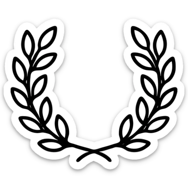 laurel wreath on each side, minimal style, clean lines, modern look sticker