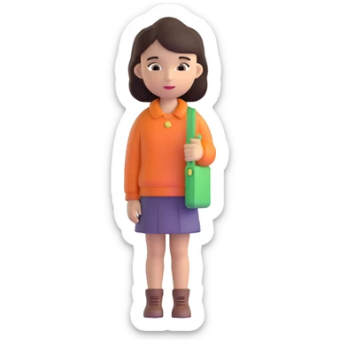 black girl with dark brown hair sticker