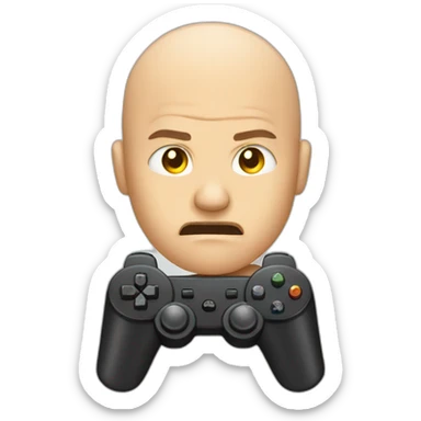 a bald man plays console and gets angry sticker