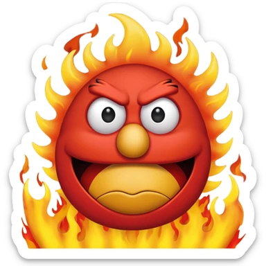 Elmo angry surrounded by fire sticker