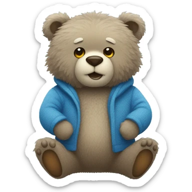 Blue fuzzy bear wearing clothes giving knuckles  sticker