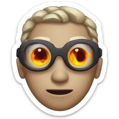 Person with fire eyes and water gun sticker