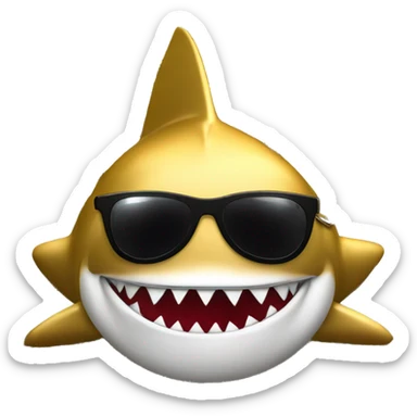 gold shark with cuban link and sunglasses surrounded by musical notes sticker