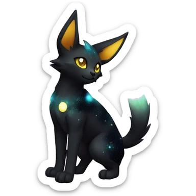 Shiny Sparkly Nebula Umbreon-Litten full body sticker
