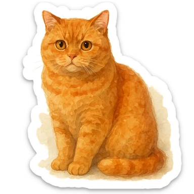 watercolor style red-haired British cat sticker