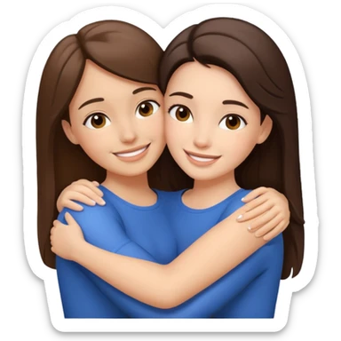 White Brunettes Girl Best friends hug sticker