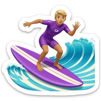 glitter surfer purple surf in wave ocean cian sticker