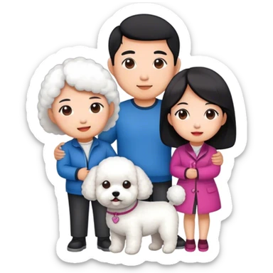 Asian couple with a bichon sticker