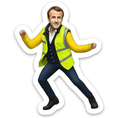 Emmanuel Macron in yellow vest dancing to yellow vest music sticker