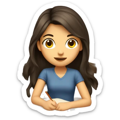 Brunette girl studying  sticker