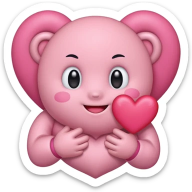 create a chibi sticker of Kirby smiling with a heart in his hands sticker