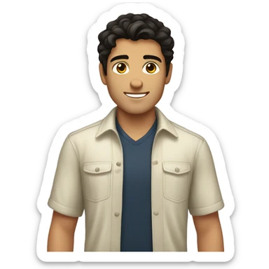 handsome boy, dark-haired, caucasian, background beach sticker