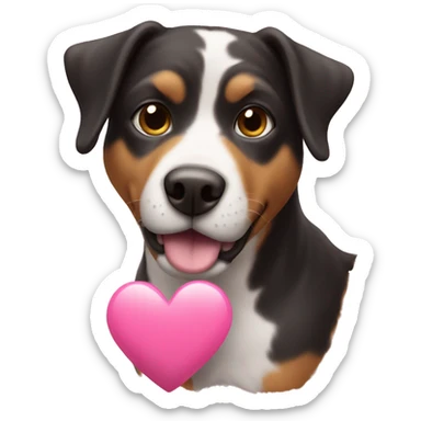 Pink heart with a dog  sticker