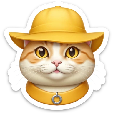 cheese cat wearing a yellow hat sticker