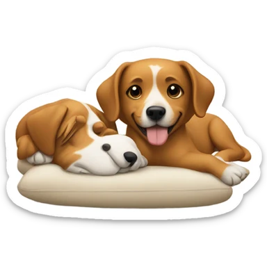 dog lounging with another dog sticker