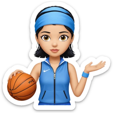 generate a pretty bratz that looks like Kajol- bollywood actress
 Wearing a blue zipper with short blackhair and a blue headband. Carrying a basketball sticker