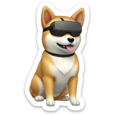 shiba inu in vr headset sticker