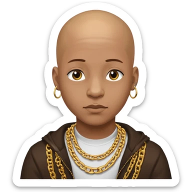 Young African rapper, bald with chain, without ear piercings/ jewelry  sticker
