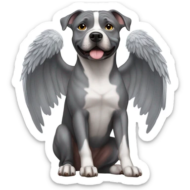 Grey staffy dog with wings sticker