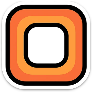 stylized icon of a square with rounded corners, white core, flowing ombre gradient outward to black, black border effect without visible outline, no text sticker