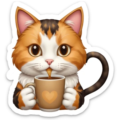 Cat whit drink coffee  sticker