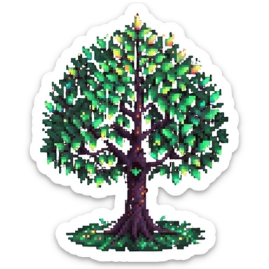 mystical tree with sparkling leaves and glowing magical aura sticker