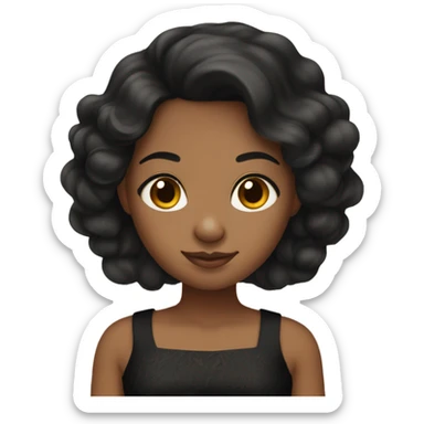 brown girl with long black hair and pretty dress sticker