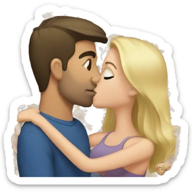 Brunette man kissing blonde woman sticker