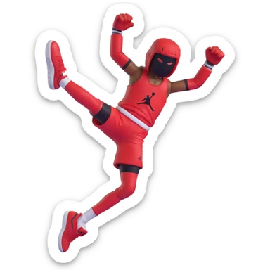 3D emoji style red Jordan Retro 3 sneaker with arms and legs, no face, jumping pose sticker