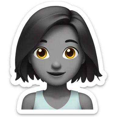 smiling girl with black hair sticker