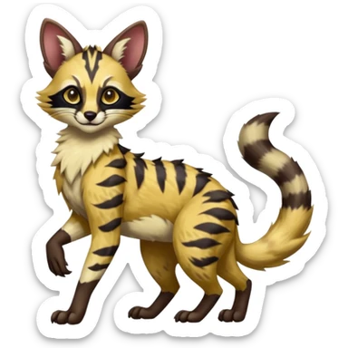 Genet-Wolverine-Marsupial-Serval-Possum-Vernid-Sergal-Fakémon-hybrid, by LiLaiRa-griffsnuff, full body sticker