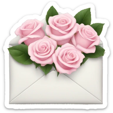 White envelope with light pink roses sticker