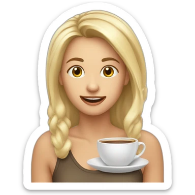 Una rubia cabeza rapada tomando café  sticker